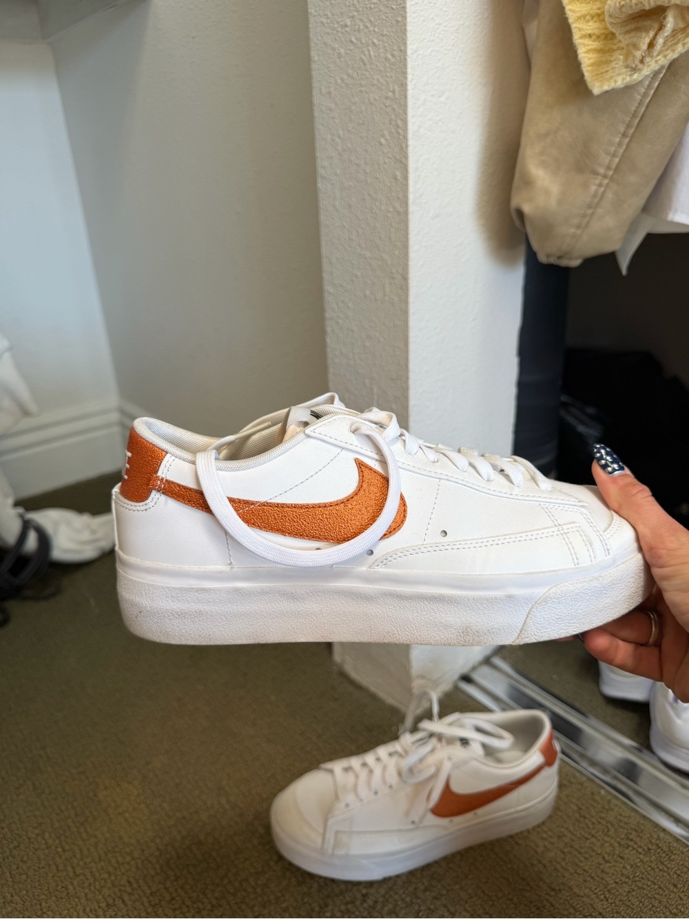 Nike Womens Blazer Low Platform White Metallic Copper